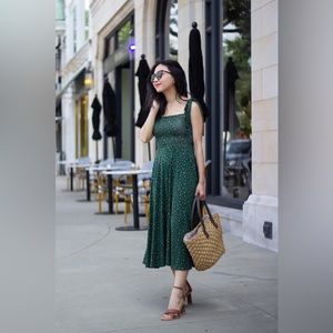 Reformation Edita Floral Midi Jersey Sun Dress Sz S Green